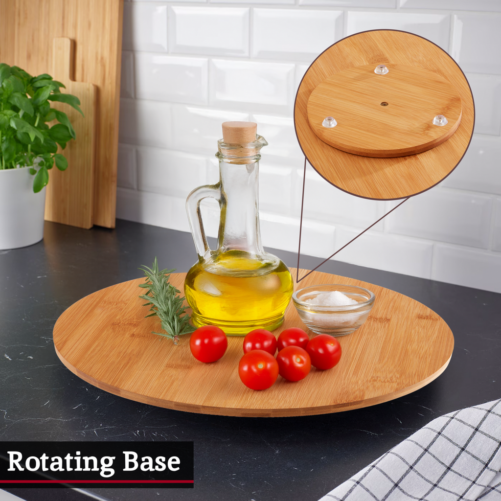 Aleki Natural Bamboo Lazy Susan with Three Footed Base