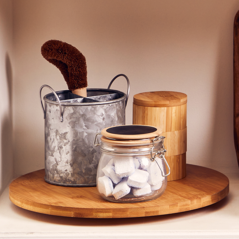 Aleki Natural Bamboo Lazy Susan with Three Footed Base