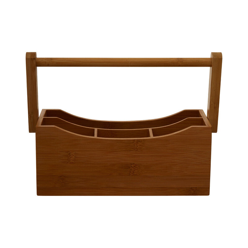 Aleki Brown Bamboo Utensil Holder with 4 Compartments