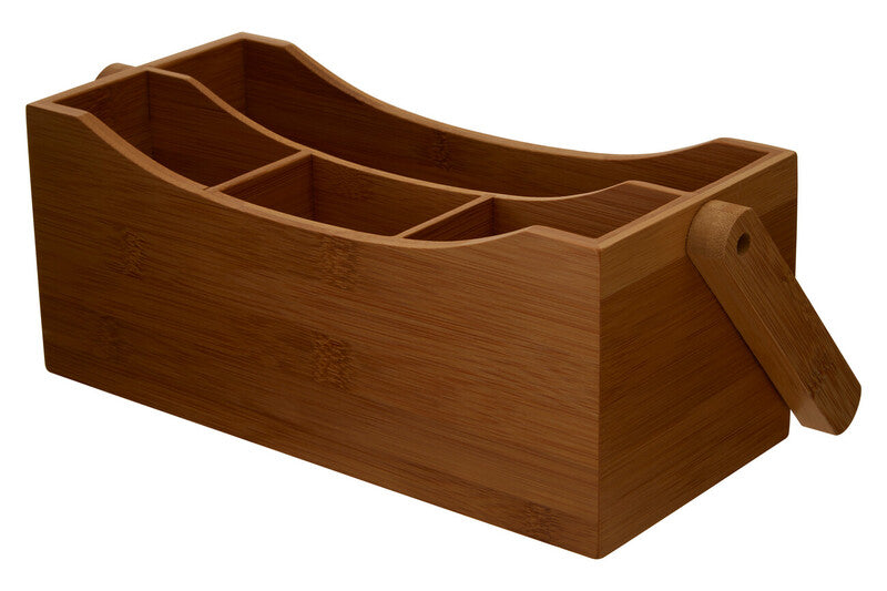 Aleki Brown Bamboo Utensil Holder with 4 Compartments