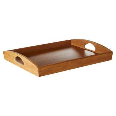 Aleki Natural Bamboo Rectangular Serving Tray with Cut Out Handles