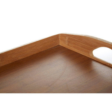 Aleki Natural Bamboo Rectangular Serving Tray with Cut Out Handles