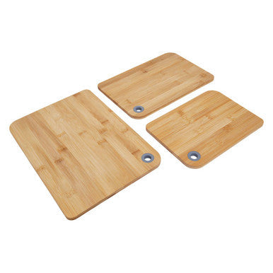 Aleki Natural Bamboo Set of 3 Chopping and Serving Boards with Rings