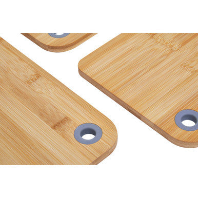 Aleki Natural Bamboo Set of 3 Chopping and Serving Boards with Rings