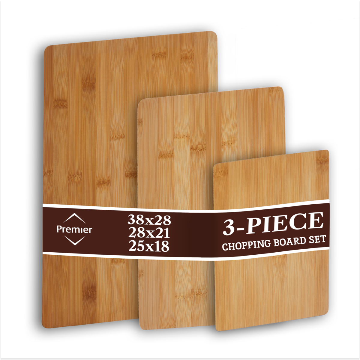 Aleki Natural Bamboo Set of 3 Chopping and Serving Boards