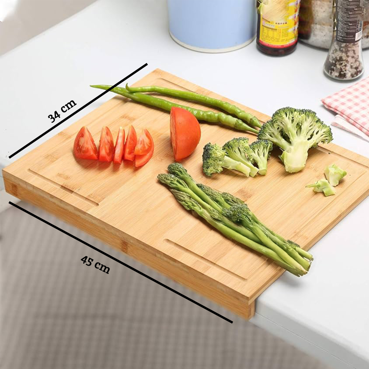 Aleki Natural Bamboo Rectangular Worktop Saver and Serving Board