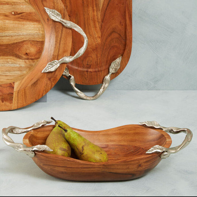 Vine Acacia Wood Large Oval Bowl