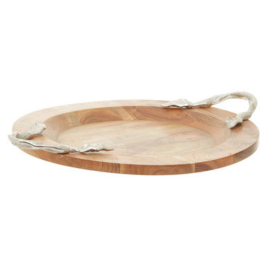 Vine Large Acacia Wood Round Tray