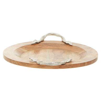 Vine Large Acacia Wood Round Tray