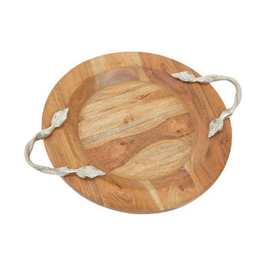 Vine Large Acacia Wood Round Tray