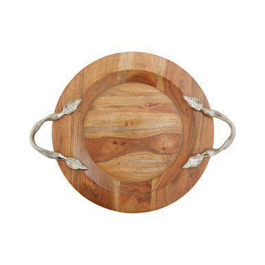 Vine Large Acacia Wood Round Tray