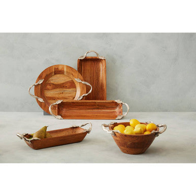 Vine Large Acacia Wood Round Tray