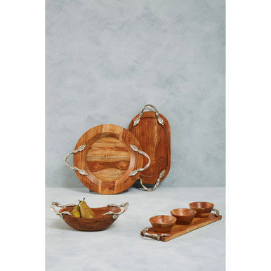 Vine Large Acacia Wood Round Tray