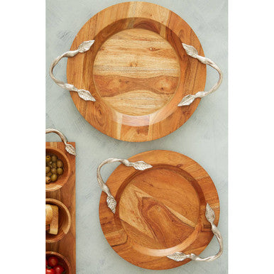 Vine Large Acacia Wood Round Tray