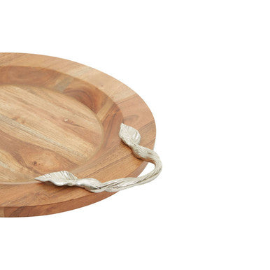 Vine Large Acacia Wood Round Tray
