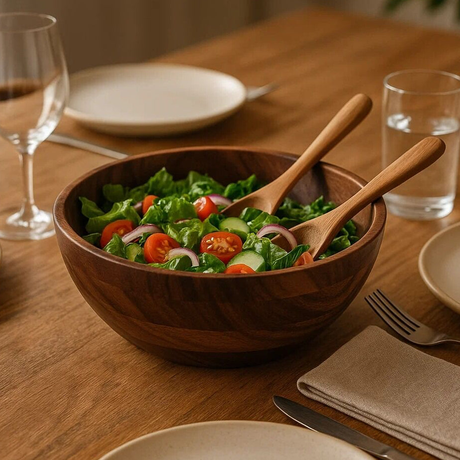 Rosi Large Round Sheesham Wood Salad Bowl