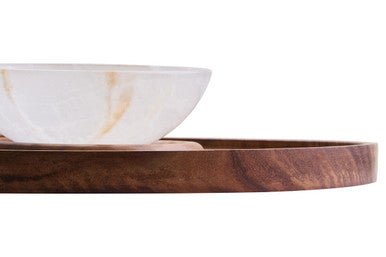 Kora Acacia Wood And Onyx Chip And Dip Platter