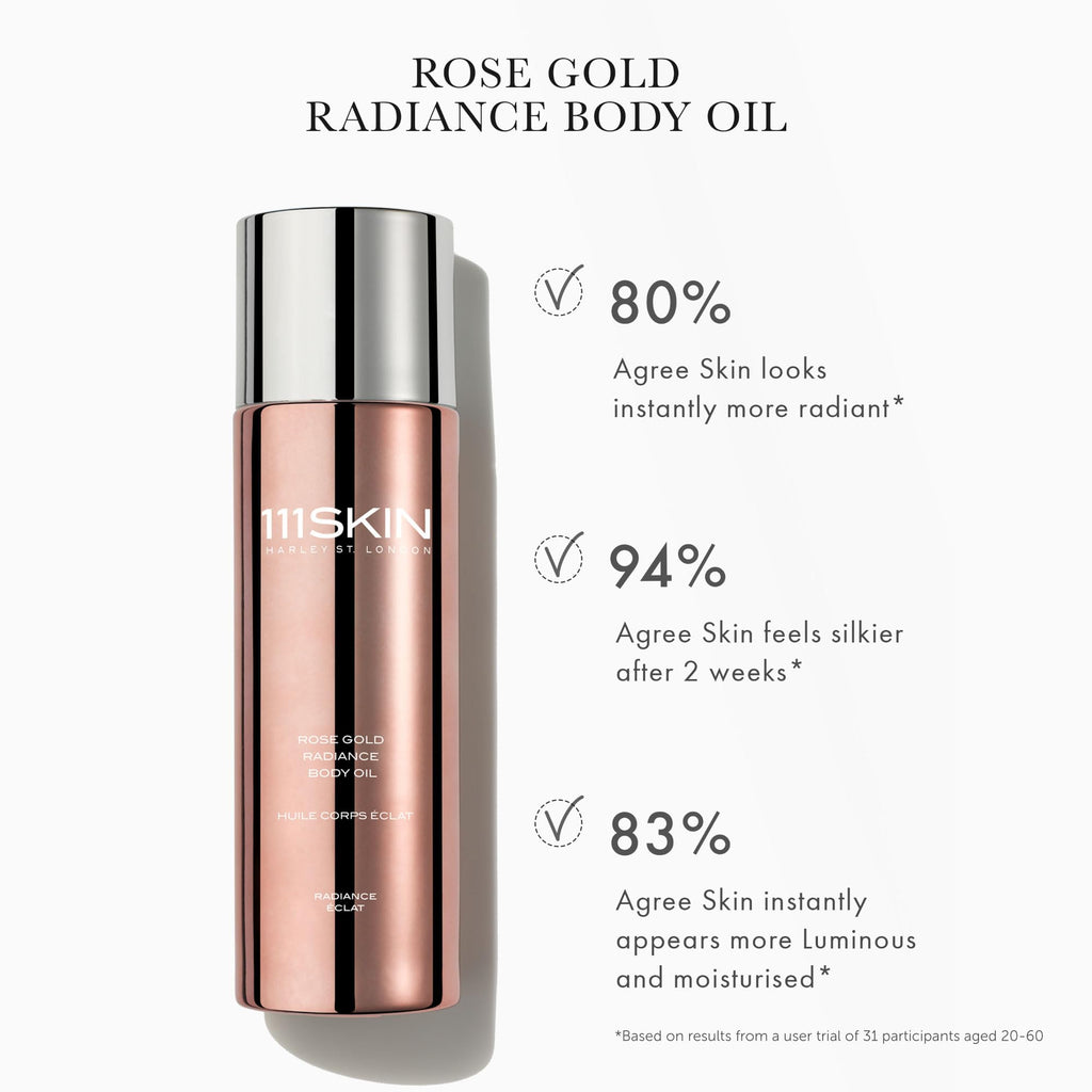 111SKIN Rose Gold Radiance Body Oil – Non-Greasy Hydration with Damask Rose, Green Microalgae & Chamomile (3.4 oz)