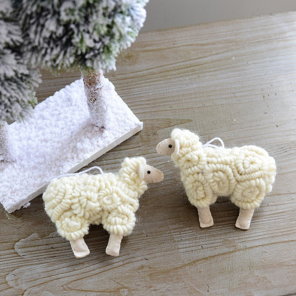 Wool felt little sheep Christmas pendant