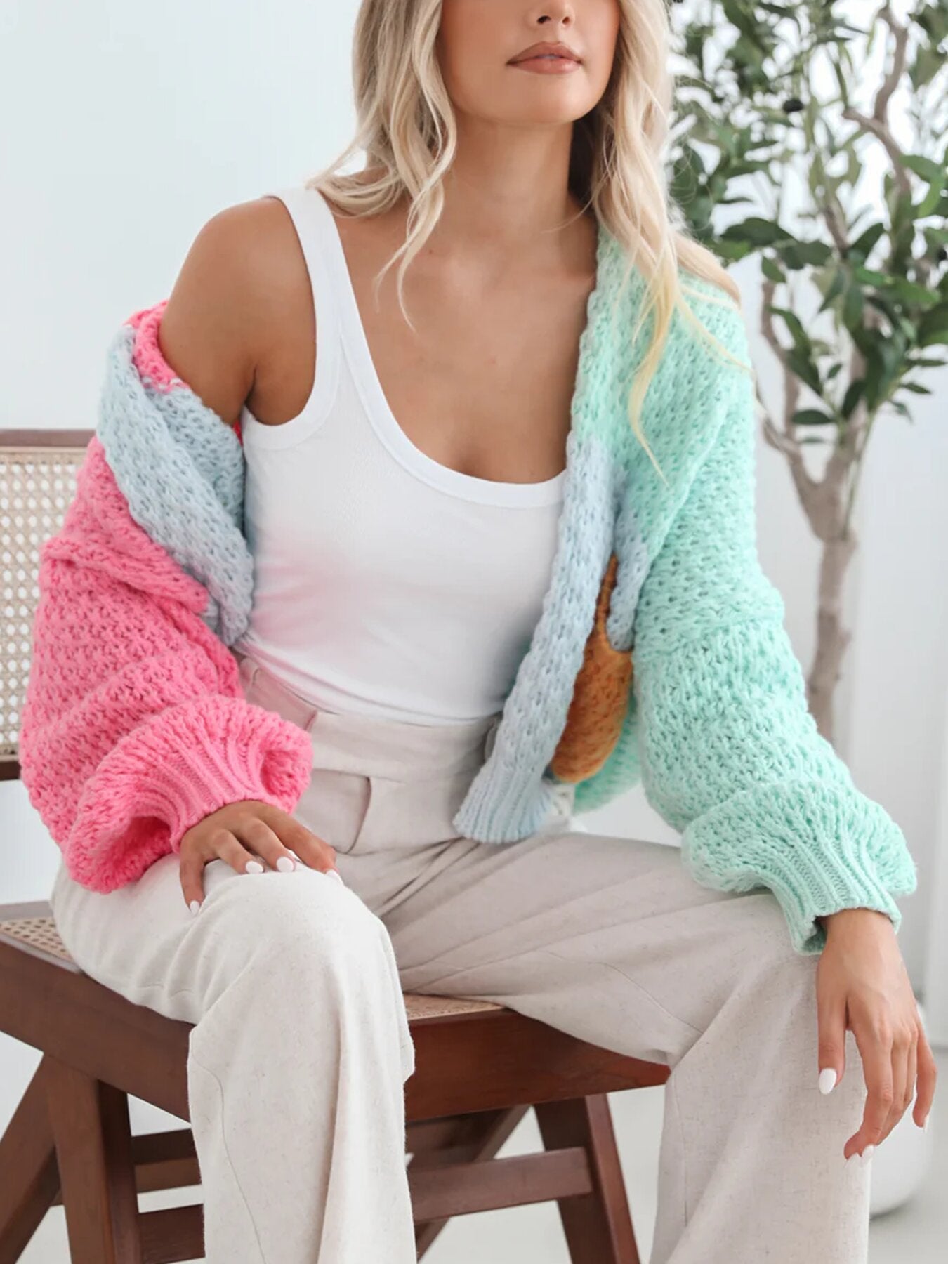 Idle Style Knitted Pocket Sweater Cardigan Coat