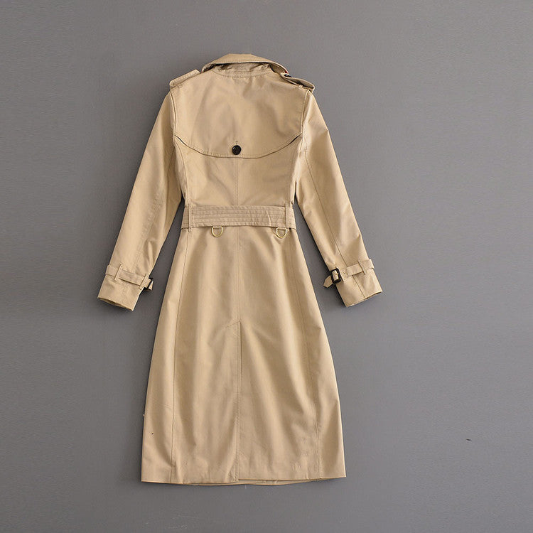 Double-breasted mid-length trench coat