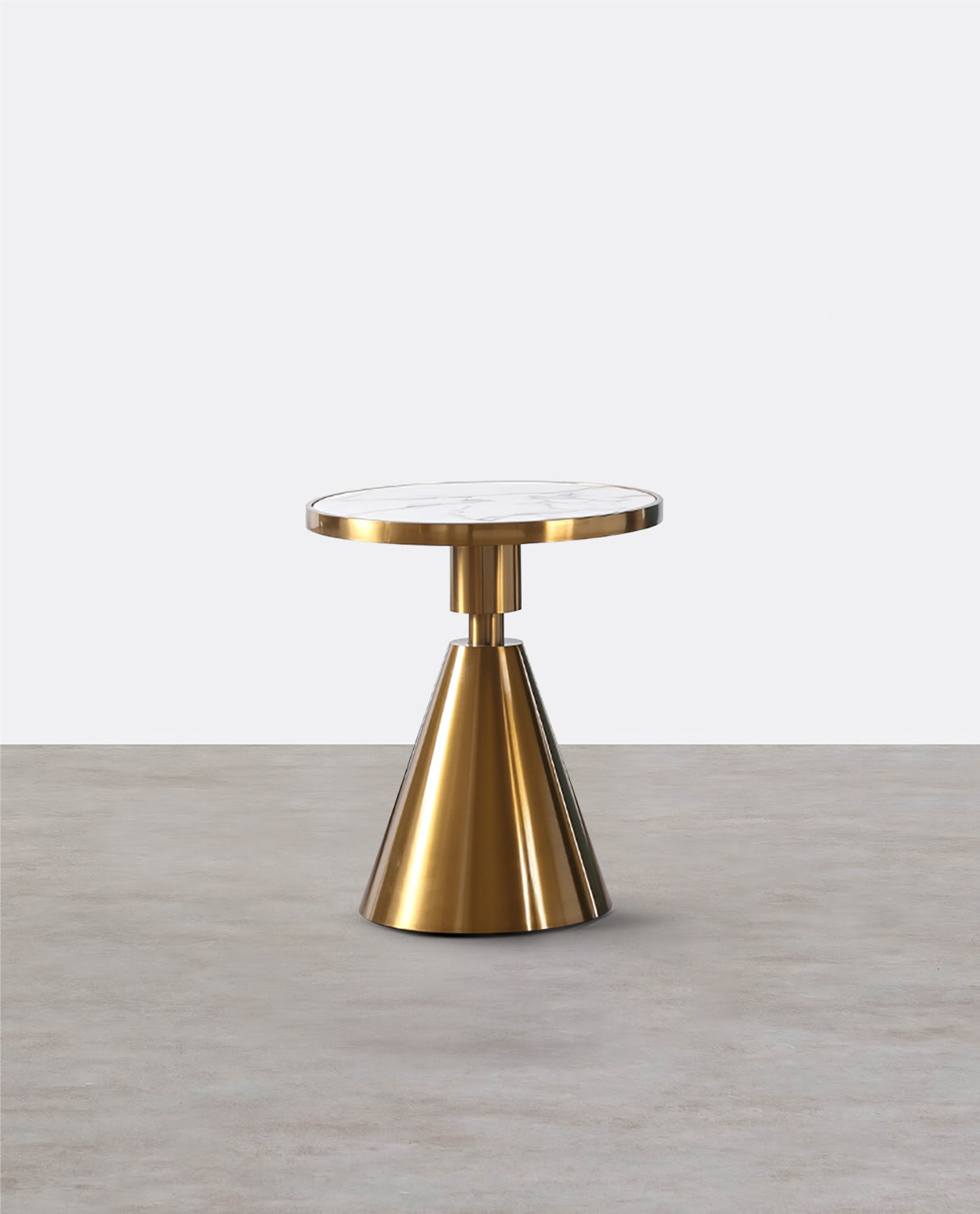 Modern Side Table with Marble Top and Metal Base