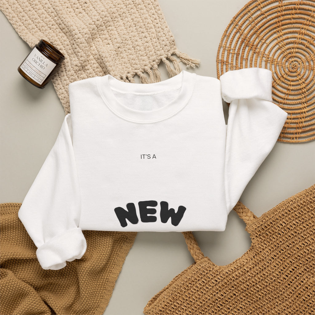 New Day Crewneck Sweatshirt — Minimal Positive Graphic Pullover