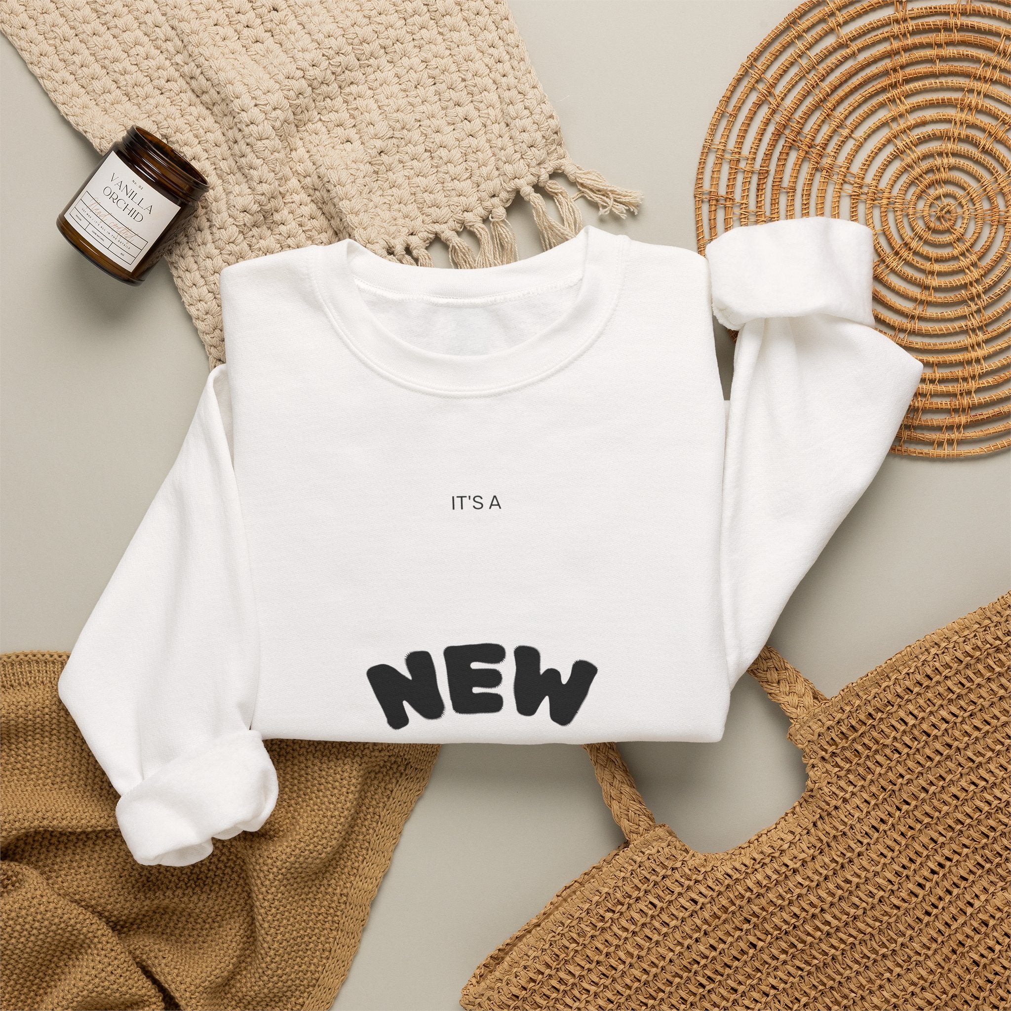 New Day Crewneck Sweatshirt — Minimal Positive Graphic Pullover
