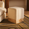 Mota Cream Boucle Square Stool with Minimalist Profile