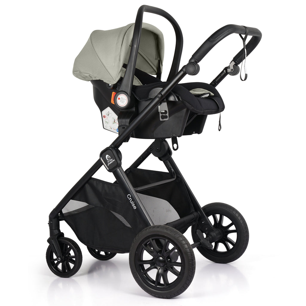 For Your Little One Cruise 3 In 1 Travel System With Car Seat - Pebble Sage (Free Cupholder And Seat Liner Included!)