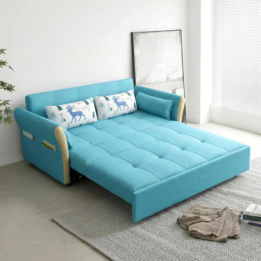 SB152 Two Seater Sofa Bed, Blue