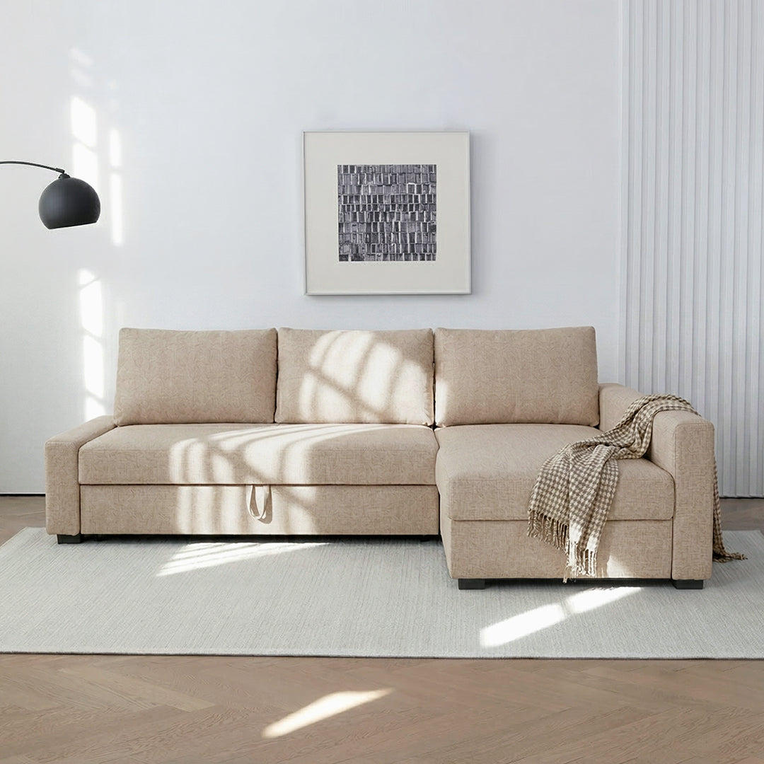 Edwards Three Seater Corner Sofa Bed With Storage, Linen