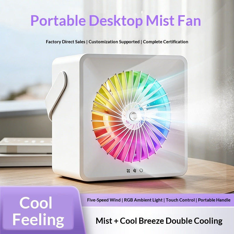 Portable Humidifying Spray Desktop Fan