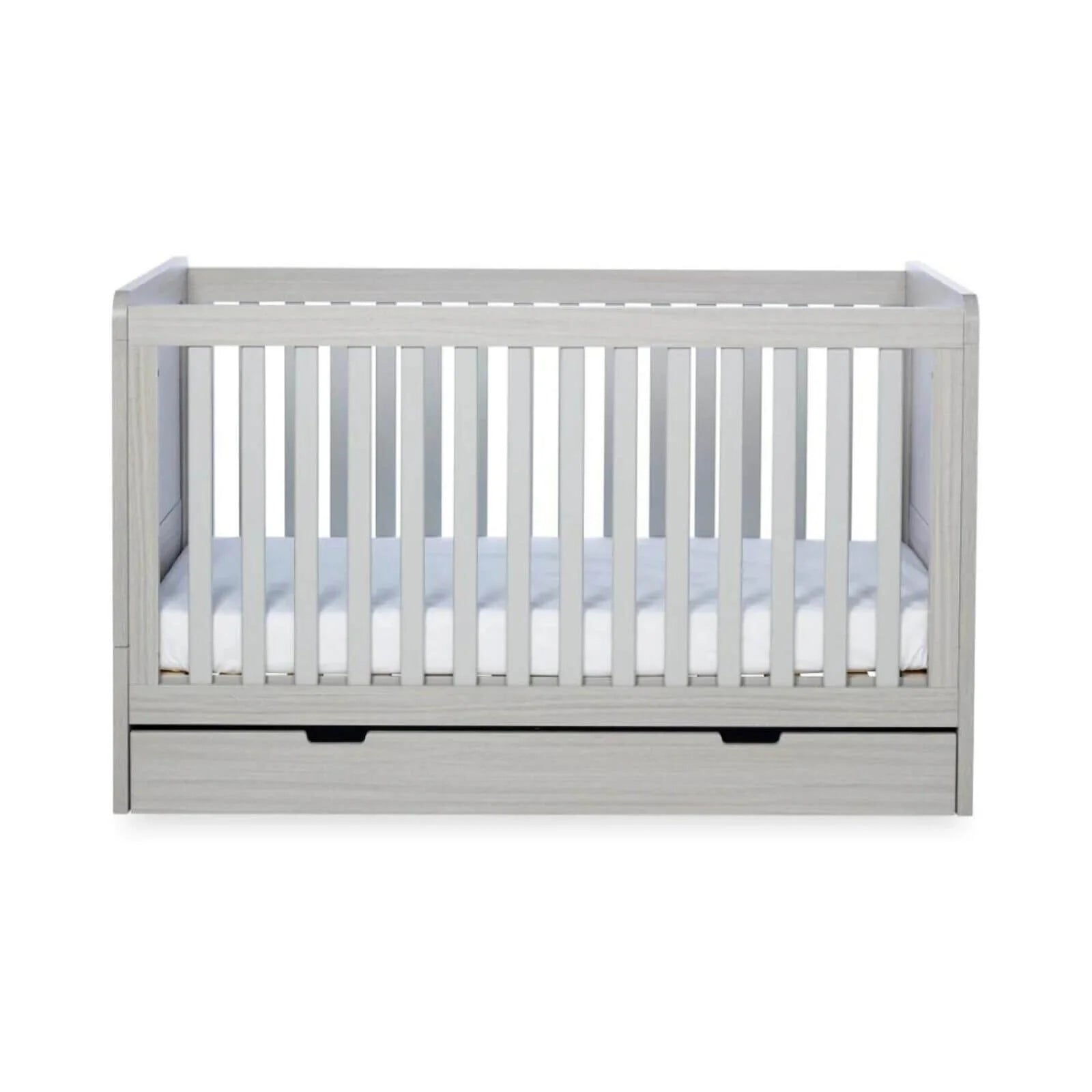 Ickle Bubba Pembrey Cot Bed & Under Drawer Ash Grey - Premium Pocket Sprung Mattress