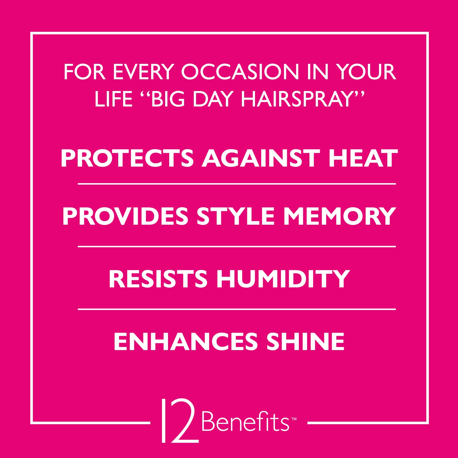 12 Benefits Big Day Hairspray – Long-Lasting Hold, Heat Protection & Humidity Shield (8 Oz)