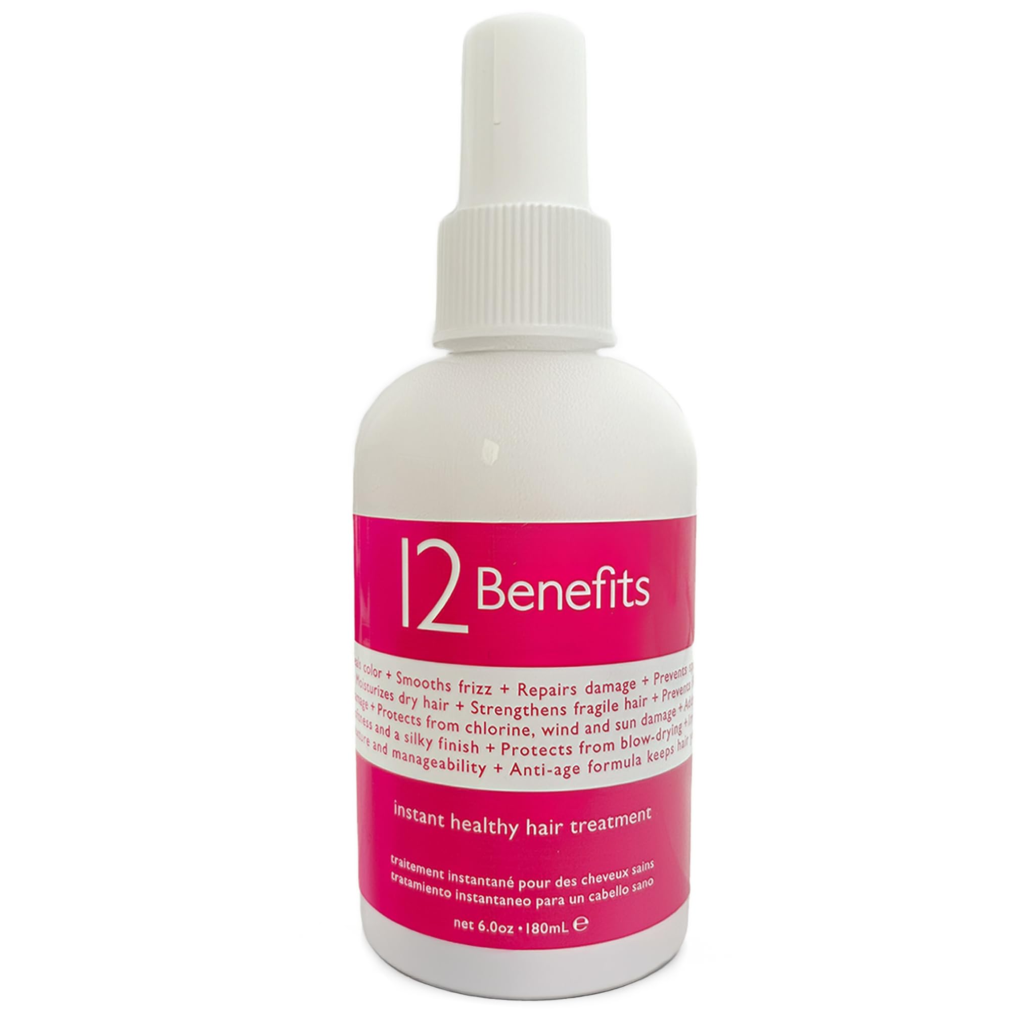 12 Benefits Leave-In Conditioner Spray – Instant Frizz Control, Detangling & Heat Protection (6 fl oz)