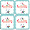 Amelie Assorted Cork Coaster Set of 4 with Floral Design