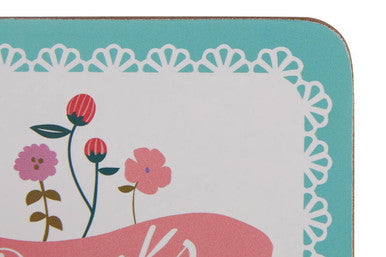 Amelie Assorted Cork Coaster Set of 4 with Floral Design
