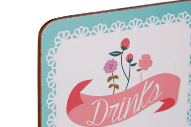 Amelie Assorted Cork Coaster Set of 4 with Floral Design
