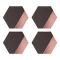 Set of 4 Leather Effect Grey and Rose Gold Hexagon Placements | Geome