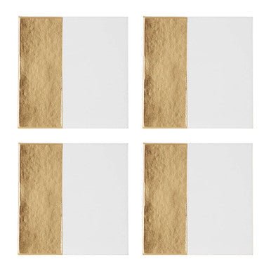 Set of 4 Square White and Gold Coasters | Geome