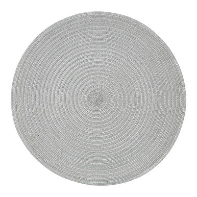 Alice Silver Woven Round Placemat with Spiral Design