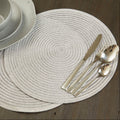 Alice Silver Woven Round Placemat with Spiral Design