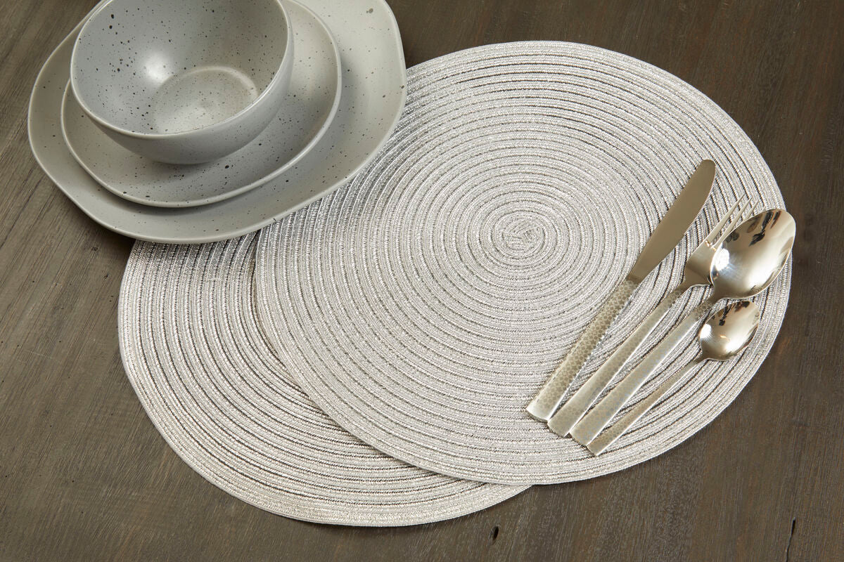 Alice Round Silver Thread Woven Placemat