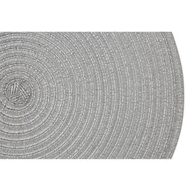 Alice Silver Woven Round Placemat with Spiral Design