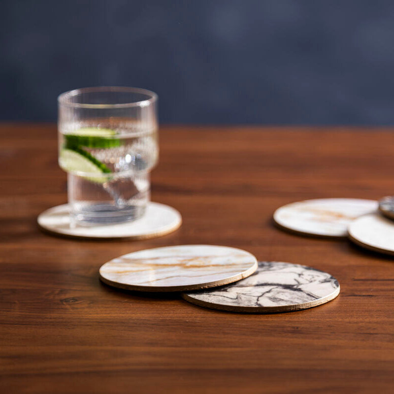 Mimo 6 Piece Marble Effect Assorted Cork Coasters