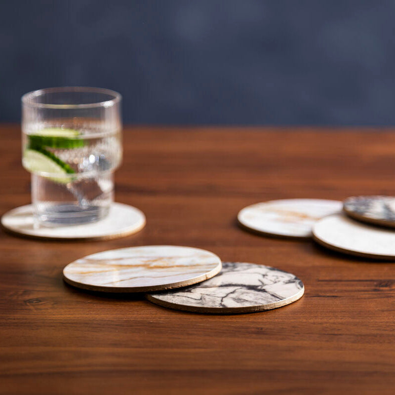 Mimo 6 Piece Marble Effect Assorted Cork Coasters