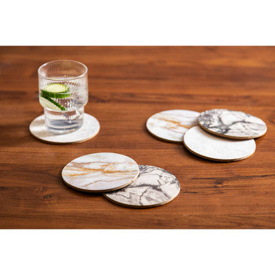 Mimo 6 Piece Marble Effect Assorted Cork Coasters