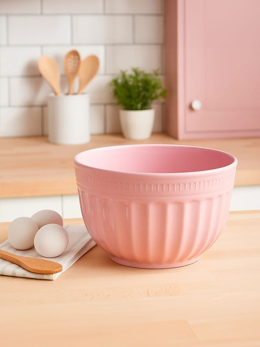 Alden Pink Melamine Medium Fluted Mixing Bowl