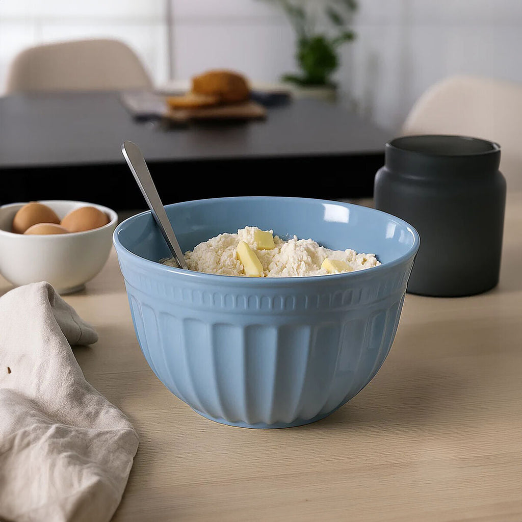 Alden Blue Melamine Large Fluted Mixing Bowl